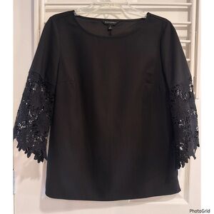 Banana Republic Black Top Crochet Sleeves Small